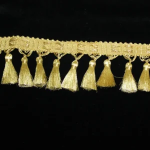 Campanas doradas con flecos y borlas de 5 cm para sayas